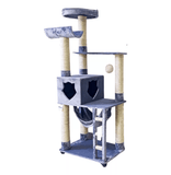 Gimnasio Rascador Para Gatos de 6 Niveles Con Cuna Torre 1.50 mts