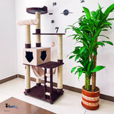 Gimnasio Rascador Para Gatos de 6 Niveles Con Cuna Torre 1.50 mts