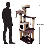 Gimnasio Rascador Para Gatos de 6 Niveles Con Cuna Torre 1.50 mts
